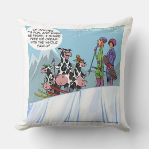 Funny Ski Cows Jumbo Cotton Throw Kissen