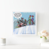 Funny Ski Cows Wall Clock Quadratische Wanduhr (Zuhause)
