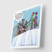 Funny Ski Cows Wall Clock Quadratische Wanduhr (Winkel)