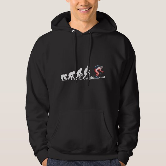 Funny Ski Evolution Roter Anzug Illustration Hoodie (Vorderseite)