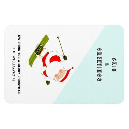 Funny Ski Holiday Cards Magnet (Horizontal)