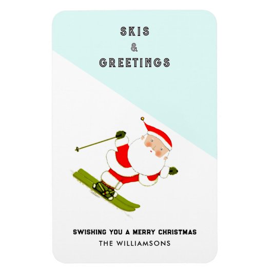 Funny Ski Holiday Cards Magnet (Vertikal)