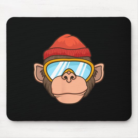 Funny Ski Monkey Goggles Gorilla Skiing Mountain G Mousepad (Vorne)