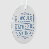 Funny ski skier Berge ästhetisch blau Ornament (Vorderseite)