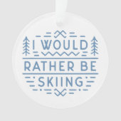 Funny ski skier Berge ästhetisch blau Ornament (Vorderseite)