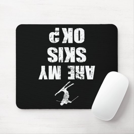 Funny Ski Tee Distressed Skiing Winter Sports Ski Mousepad (Mit Mouse)