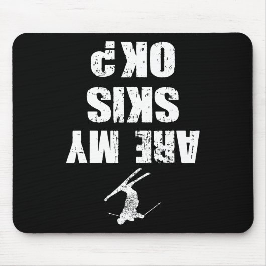 Funny Ski Tee Distressed Skiing Winter Sports Ski  Mousepad (Vorne)