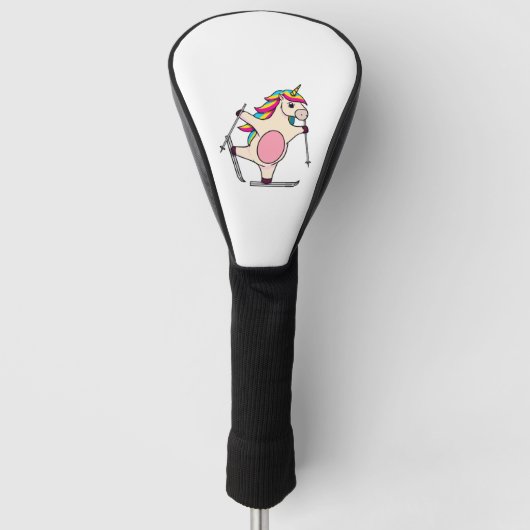 Funny Ski Unicorn Ski Wintersportgeschenk Golf Headcover (Vorderseite)