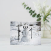 Funny Ski Weihnachten Schneemann Winter Saison Postkarte (Stehend Vorderseite)
