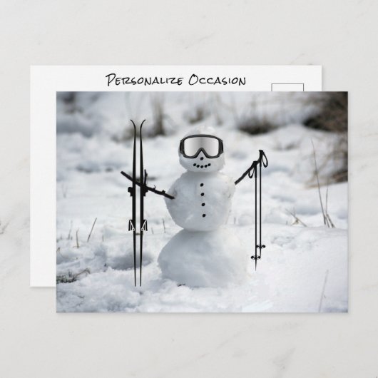 Funny Ski Weihnachten Schneemann Winter Saison Postkarte (Vorne/Hinten)