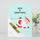 Funny Ski Weihnachtskarten Feiertagskarte (Stehend Vorderseite)