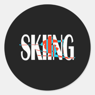 Funny Ski Winter Cool Freeskier Runder Aufkleber