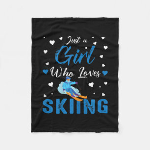 Funny Ski Winter Sportgeschenk Ein Mädchen für L Fleecedecke