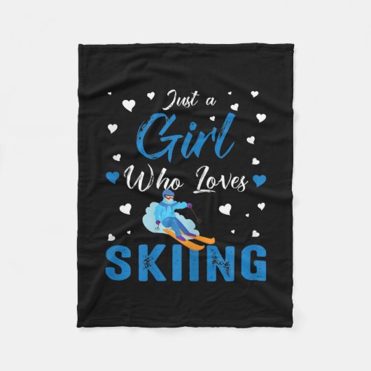 Funny Ski Winter Sportgeschenk Ein Mädchen für Lie Fleecedecke (Vorderseite)