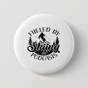 Funny Skier Joke angeregt durch Skifahren und Podc Button