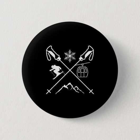 Funny Skiing Button (Vorderseite)