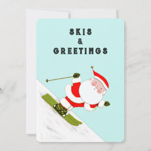 Funny Skiing Santa Feiertagskarte