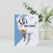 Funny Skiing | Winterreiseziele für Skifahrer Postkarte (Stehend Vorderseite)