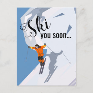 Funny Skiing   Winterreiseziele für Skifahrer Postkarte