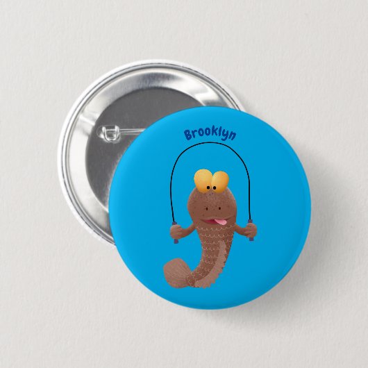 Funny skipper mudskipper fish Cartoon Button (Vorne & Hinten)