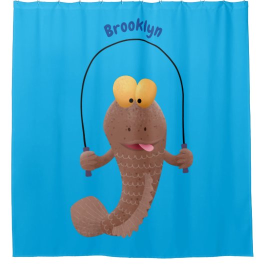 Funny skipper mudskipper fish Cartoon Duschvorhang (Vorderseite)
