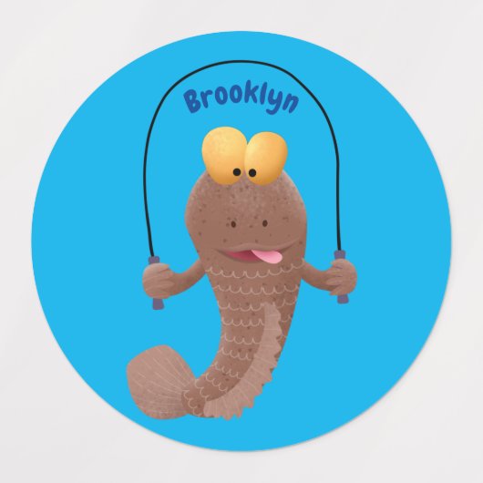 Funny skipper mudskipper fish Cartoon Etiketten (Design 1)