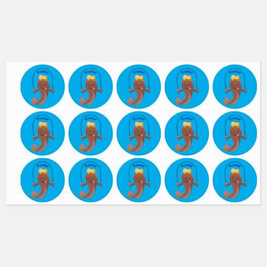 Funny skipper mudskipper fish Cartoon Etiketten (Blatt)