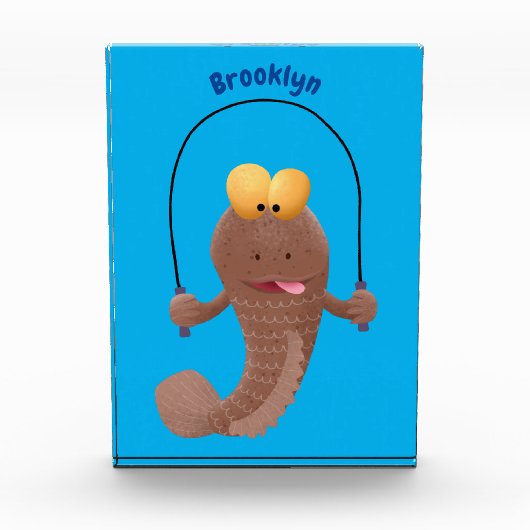 Funny skipper mudskipper fish Cartoon Fotoblock (Vorderseite)