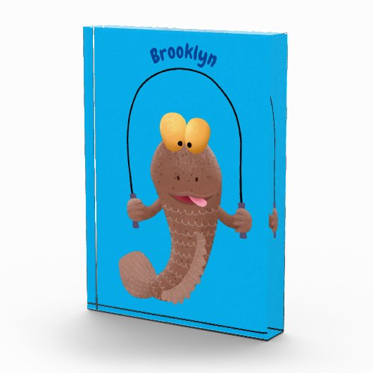 Funny skipper mudskipper fish Cartoon Fotoblock (Rechts)