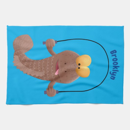 Funny skipper mudskipper fish Cartoon Geschirrtuch (Horizontal)