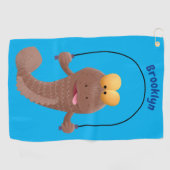 Funny skipper mudskipper fish Cartoon Golfhandtuch (Horizontal)