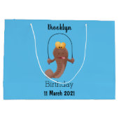 Funny skipper mudskipper fish Cartoon Große Geschenktüte (Rückseite)