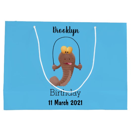 Funny skipper mudskipper fish Cartoon Große Geschenktüte (Rückseite)