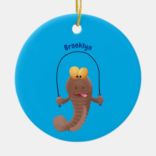 Funny skipper mudskipper fish Cartoon Keramik Ornament (Vorne)