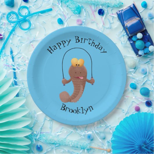 Funny skipper mudskipper fish Cartoon Pappteller (Party)