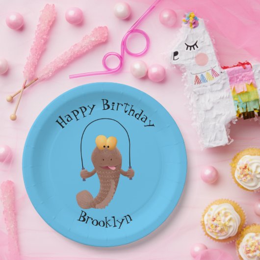 Funny skipper mudskipper fish Cartoon Pappteller (Party)