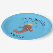 Funny skipper mudskipper fish Cartoon Pappteller (Schrägansicht)