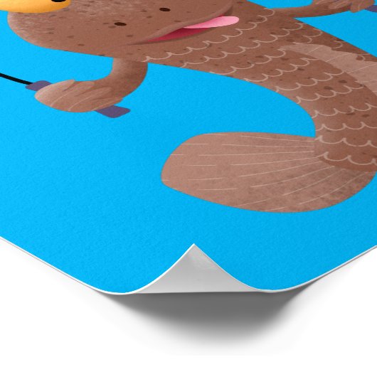 Funny skipper mudskipper fish Cartoon Poster (Ecke)