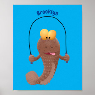 Funny skipper mudskipper fish Cartoon Poster