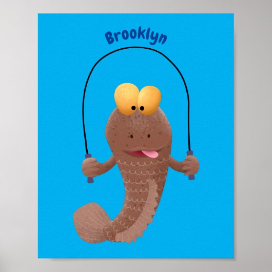 Funny skipper mudskipper fish Cartoon Poster (Vorne)