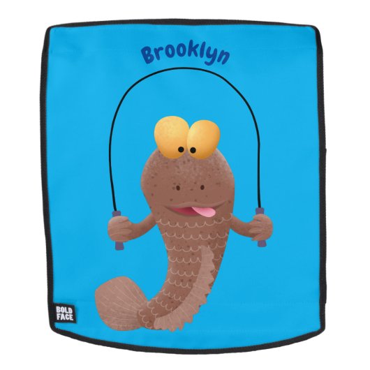 Funny skipper mudskipper fish Cartoon Rucksack (Abnehmbare Front)