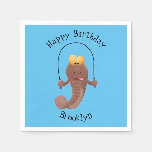 Funny skipper mudskipper fish Cartoon Serviette (Vorderseite)