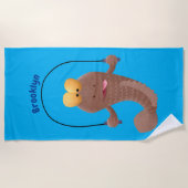 Funny skipper mudskipper fish Cartoon Strandtuch (Vorderseite)