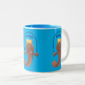 Funny skipper mudskipper fish Cartoon Zweifarbige Tasse (VorderseiteRechts)