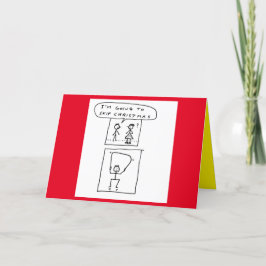 Funny Skipping Christmas Sports Cartoon Joke Feiertagskarte
