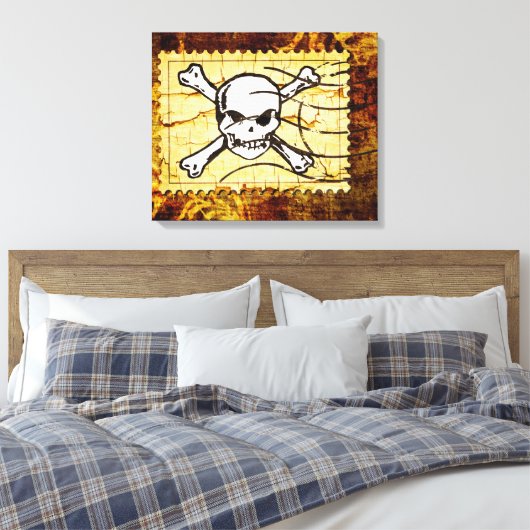 Funny Skull Briefmarke 2 Leinwanddruck (Insitu (Schlafzimmer))
