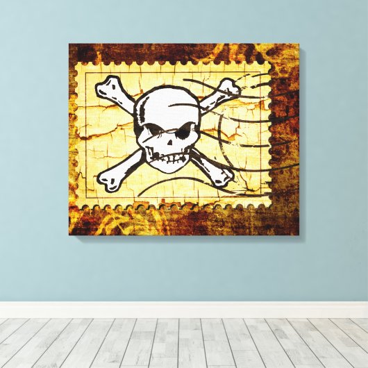Funny Skull Briefmarke 2 Leinwanddruck (Insitu (Holzboden))