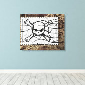 Funny Skull Briefmarke Vintag Leinwanddruck (Insitu (Holzboden))
