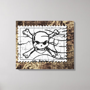 Funny Skull Briefmarke Vintag Leinwanddruck