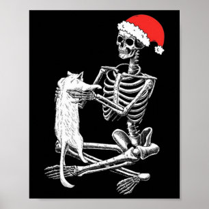 Funny Skull Cat Weihnachten Poster